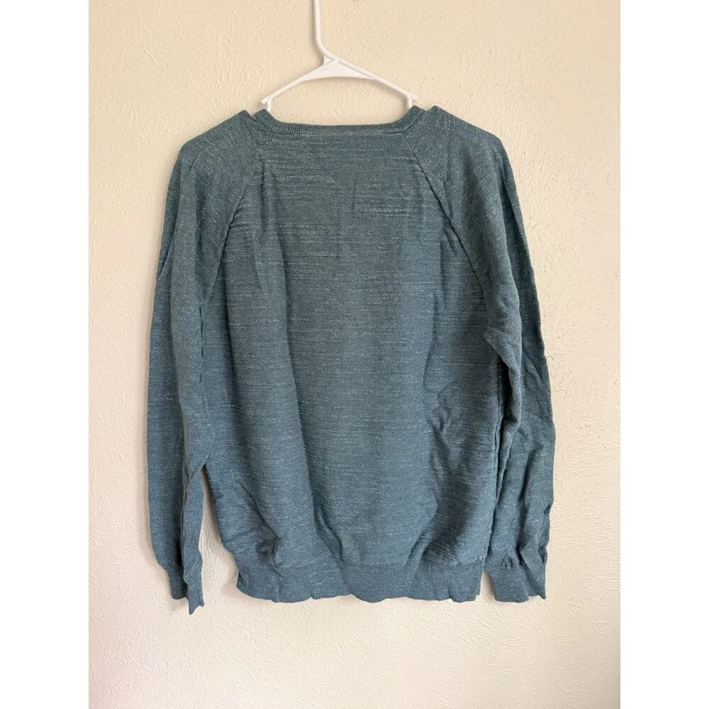 J.Crew Men’s Henley Sweater Medium Blue Long Sleeve 100% Cotton